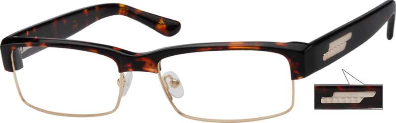 Angle view of Rectangle Glasses 754525 in Tortoiseshell
