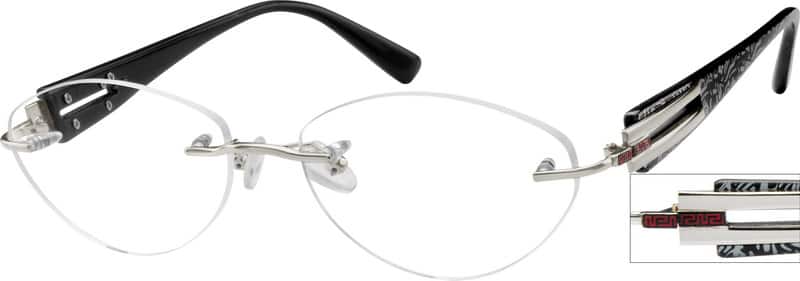 Angle view of Rimless Glasses 760611 in Silver