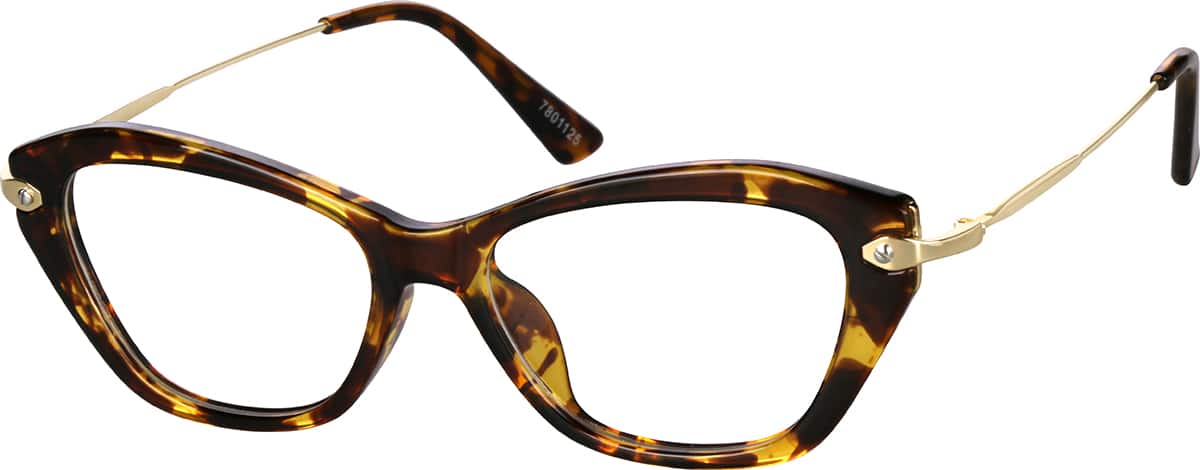 Angle view of Cat-Eye Glasses 7801125 in Tortoiseshell