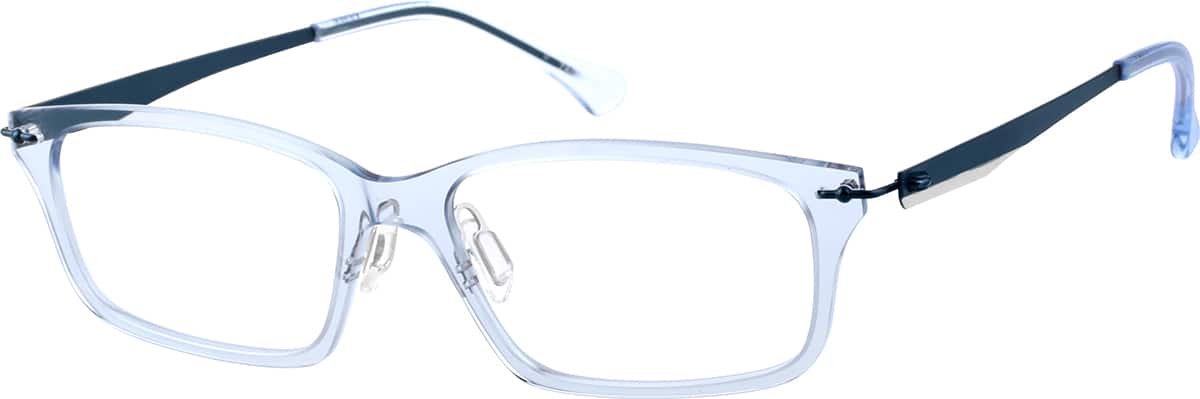 Angle view of Rectangle Glasses 7809616 in Translucent Blue