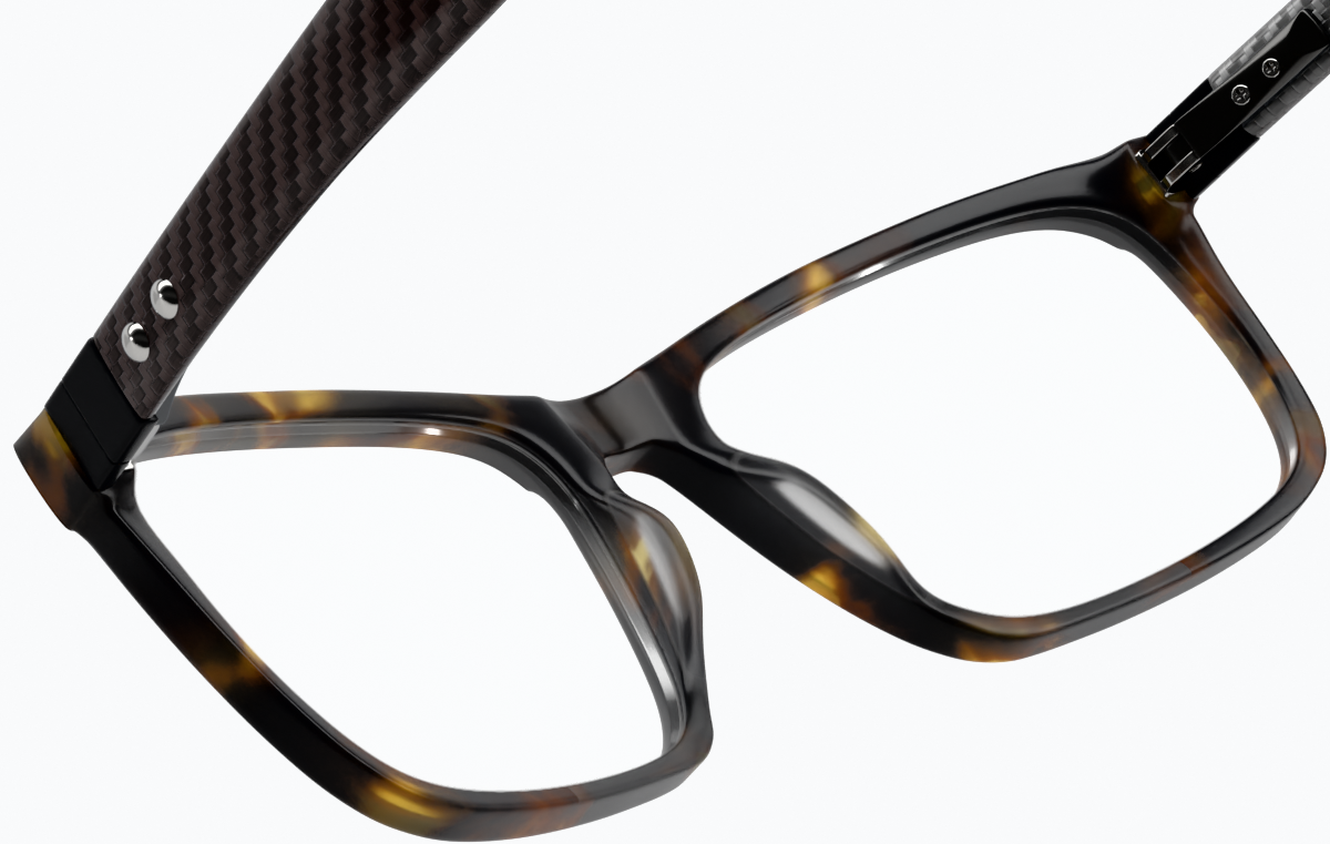 See-through view of Rectangle Glasses 7815025 in Tortoiseshell