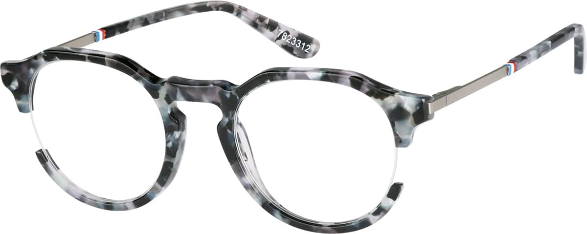 Angle view of Round Glasses 7823312 in Stone