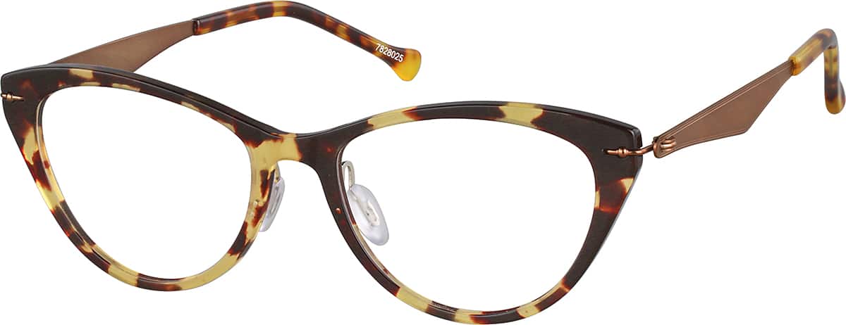 Angle view of Cat-Eye Glasses 7828025 in Tortoiseshell