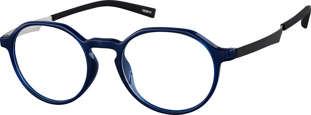 Angle view of Round Glasses 7829516 in Blue