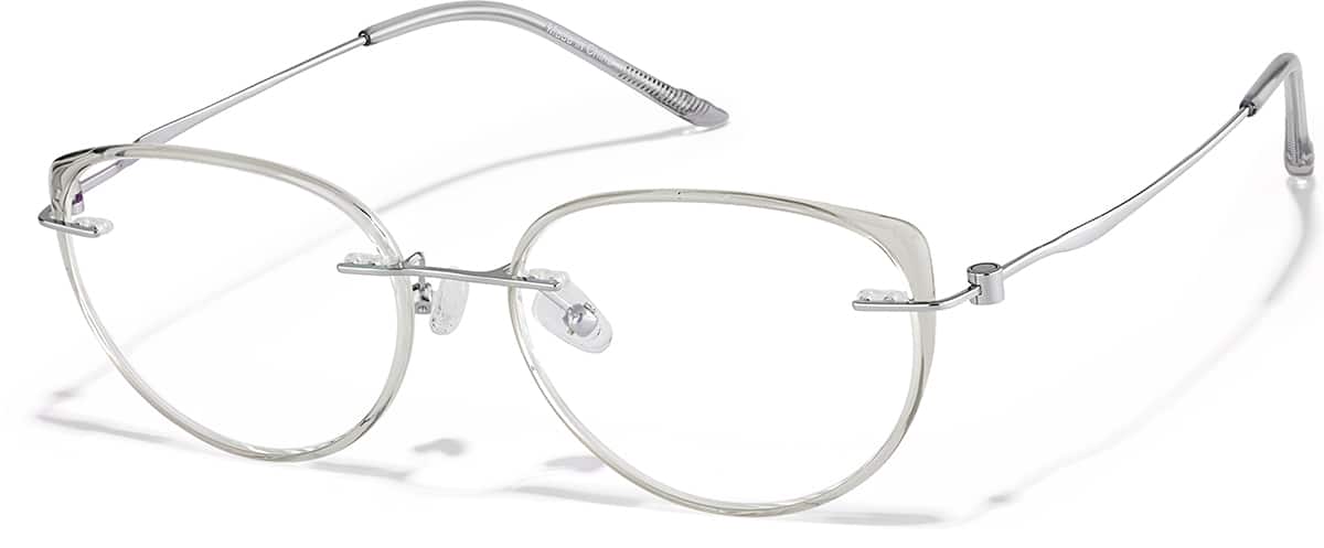 Angle view of Lightweight Cat-eye Glasses 7842812 in Gray