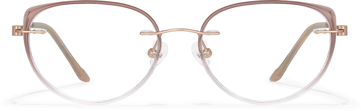 Front view of Lightweight Cat-eye Glasses 7842815 in Champagne