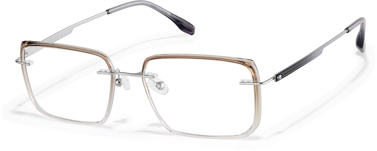 Angle view of Lightweight Rectangle Eyeglasses 7842915 in Taupe