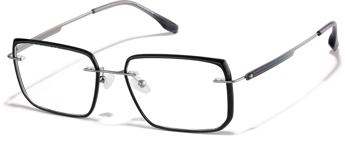 Angle view of Lightweight Rectangle Eyeglasses 7842921 in Black
