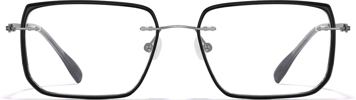 Front view of Lightweight Rectangle Eyeglasses 7842921 in Black