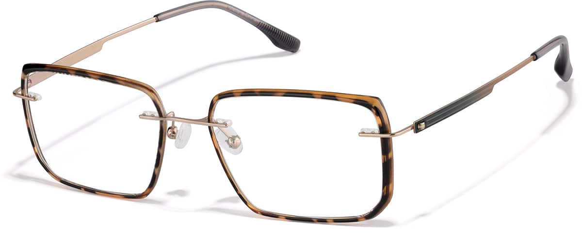 Angle view of Lightweight Rectangle Eyeglasses 7842925 in Tortoiseshell