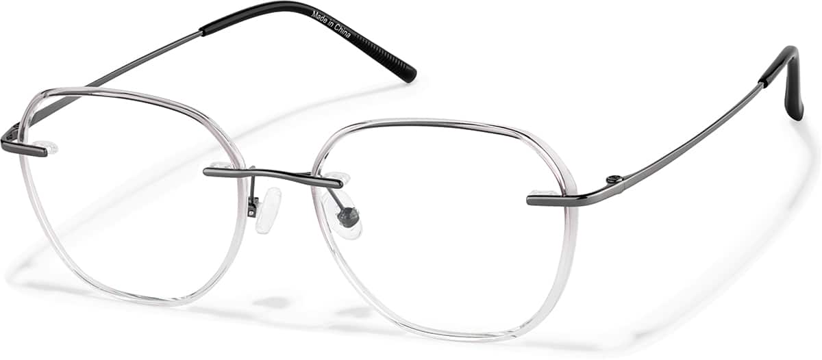 Angle view of Lightweight Geometric Eyeglasses 7843017 in Gunmetal