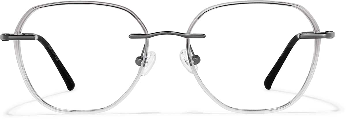 Front view of Lightweight Geometric Eyeglasses 7843017 in Gunmetal