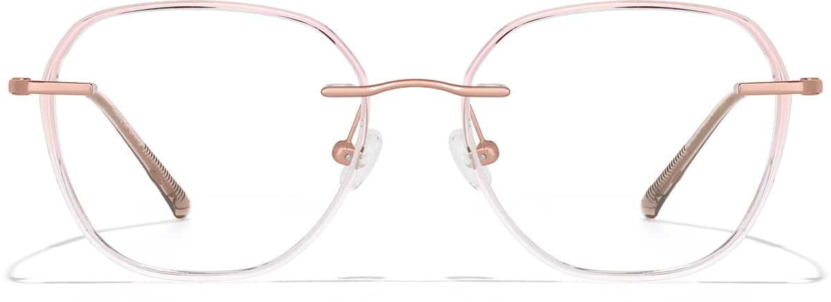 Front view of Lightweight Geometric Eyeglasses 7843019 in Pink