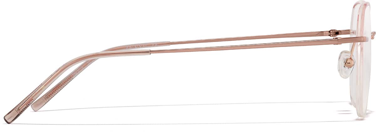 Side view of Lightweight Geometric Eyeglasses 7843019 in Pink