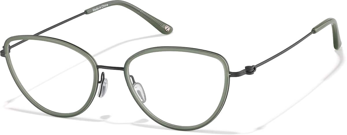 Angle view of Cat-eye Glasses 7843212 in Sage