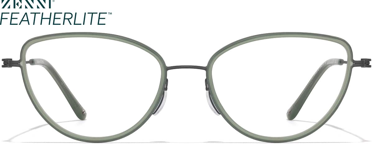 Front view of Cat-eye Glasses 7843212 in Sage