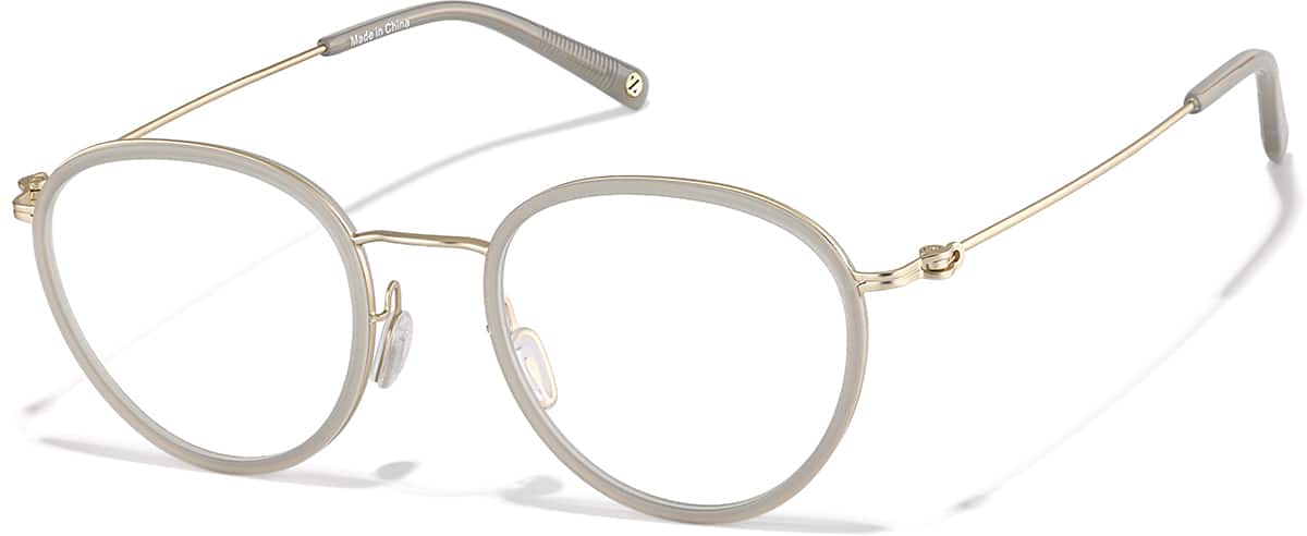 Angle view of Round Eyeglasses 7843312 in Champagne