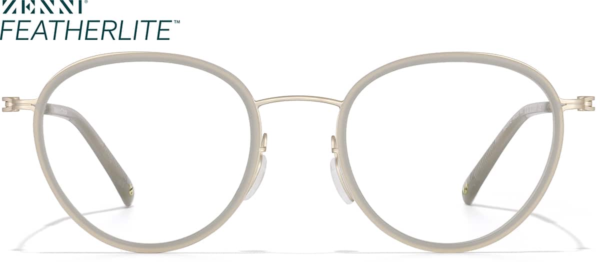 Front view of Round Eyeglasses 7843312 in Champagne
