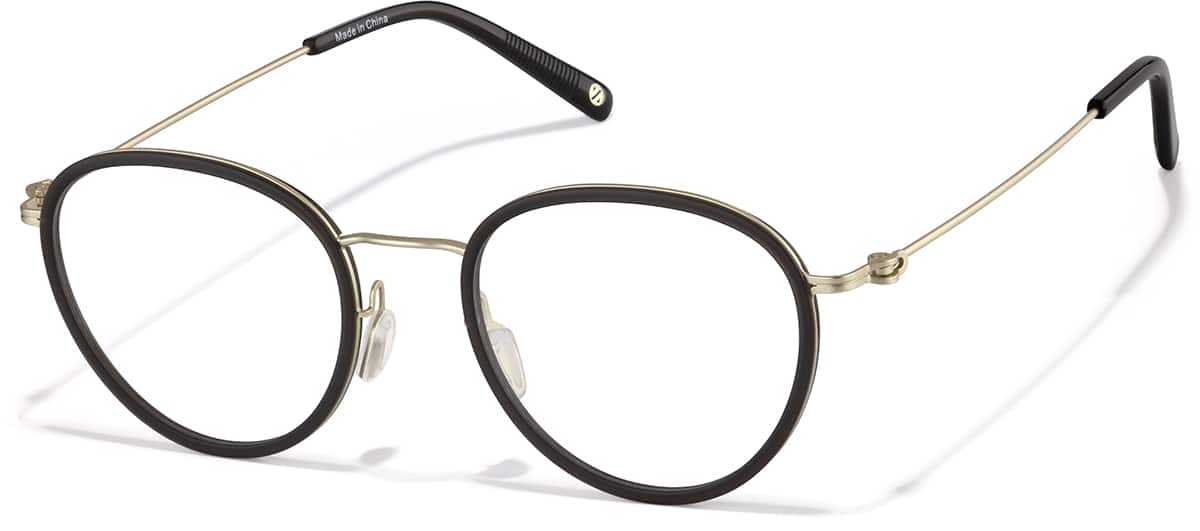 Angle view of Round Eyeglasses 7843321 in Black