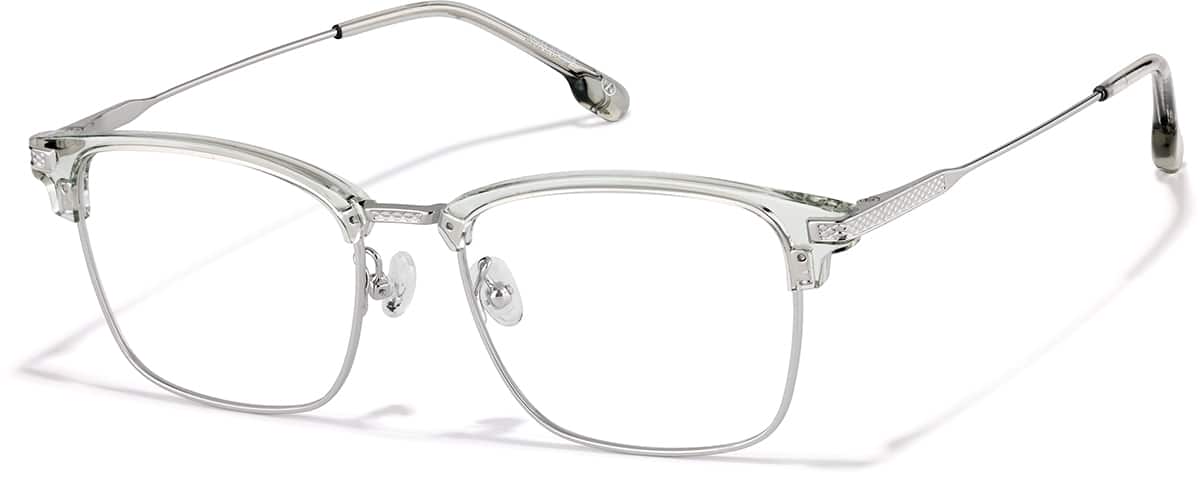 Angle view of Capricorn Browline Eyeglasses 7843412 in Crystal Gray