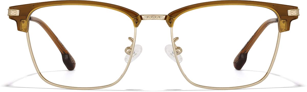 Front view of Capricorn Browline Eyeglasses 7843415 in Amber and Gold