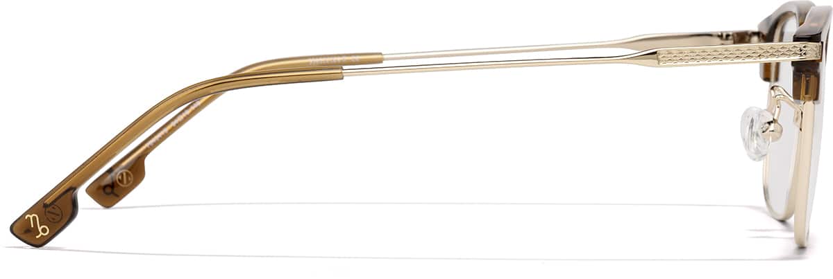 Side view of Capricorn Browline Eyeglasses 7843415 in Amber and Gold