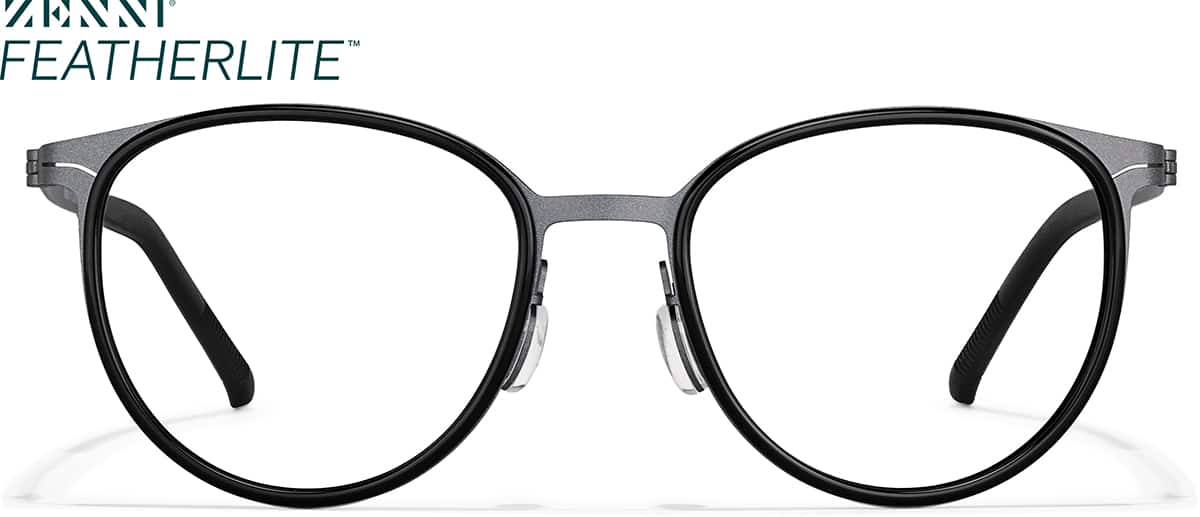 Front view of Round Glasses 7843521 in Black and Gray