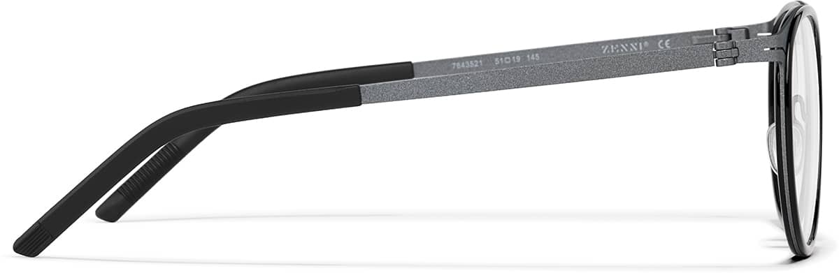 Side view of Round Glasses 7843521 in Black and Gray
