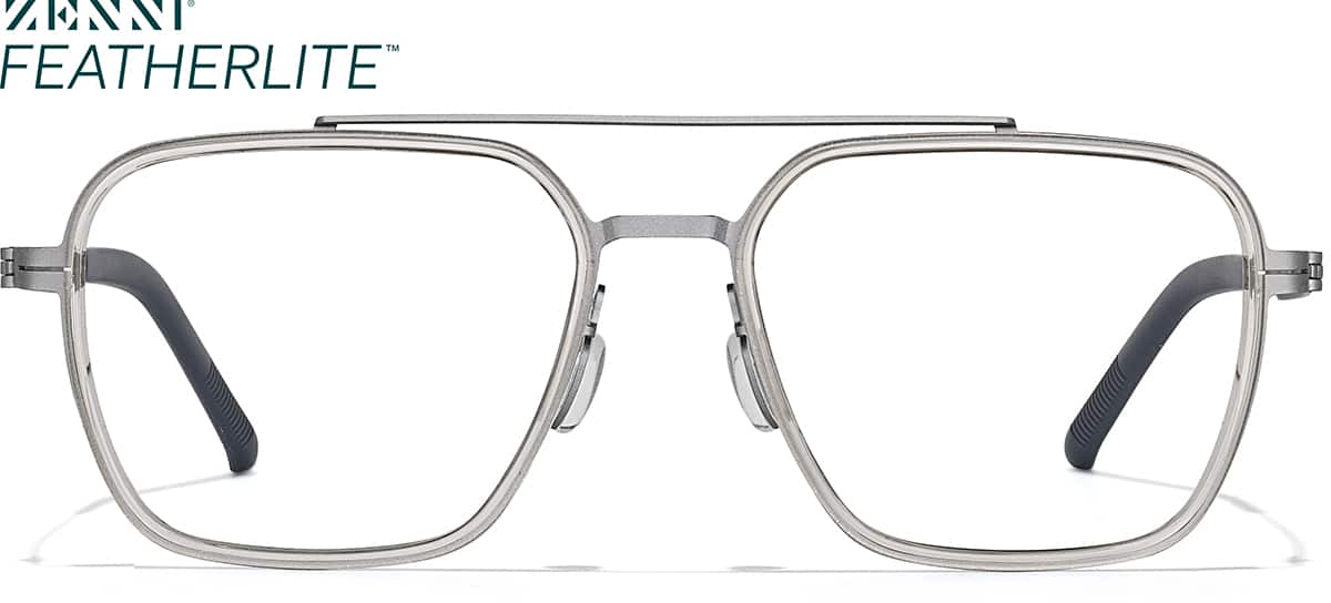 Front view of Aviator Glasses 7843613 in Crystal and Gray
