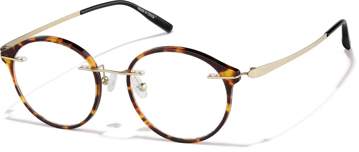 Angle view of Lightweight Round Eyeglasses 7844025 in Tortoiseshell