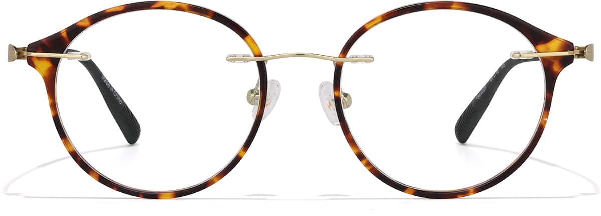Front view of Lightweight Round Eyeglasses 7844025 in Tortoiseshell