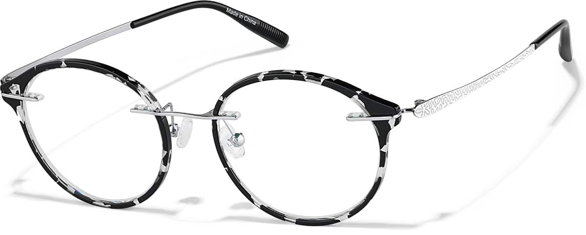 Angle view of Lightweight Round Eyeglasses 7844039 in Black Tortoise