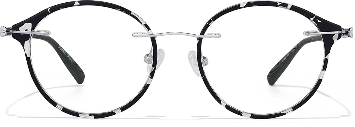 Front view of Lightweight Round Eyeglasses 7844039 in Black Tortoise