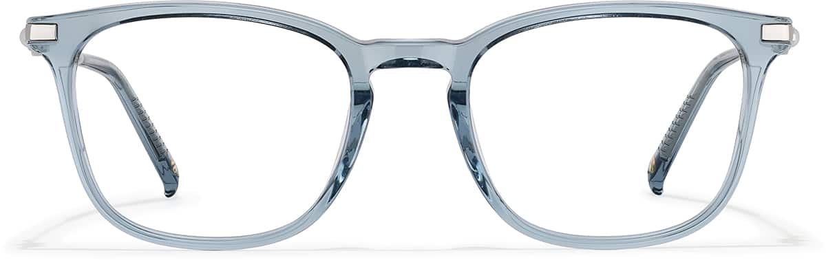 Front view of Mixed Material Square Glasses 7844116 in Haze Blue