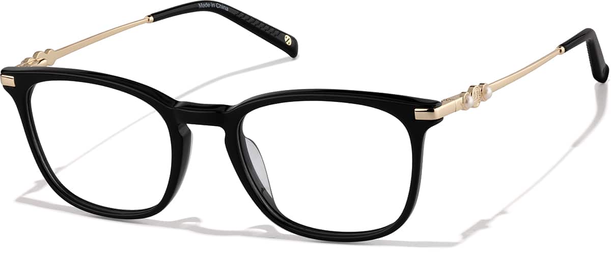 Angle view of Mixed Material Square Glasses 7844121 in Black