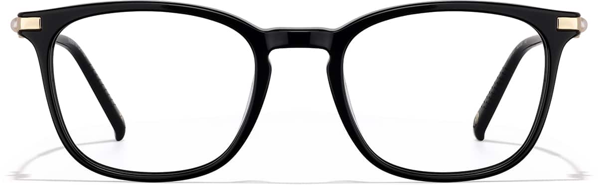 Front view of Mixed Material Square Glasses 7844121 in Black