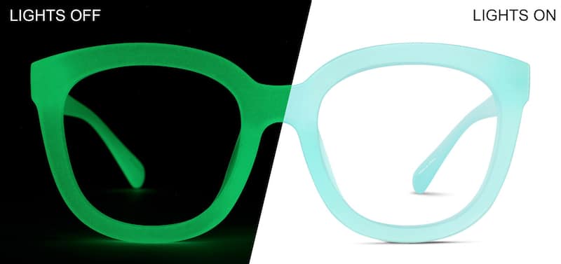 Aqua/ Green Glow Glow-in-the-Dark Square Glasses