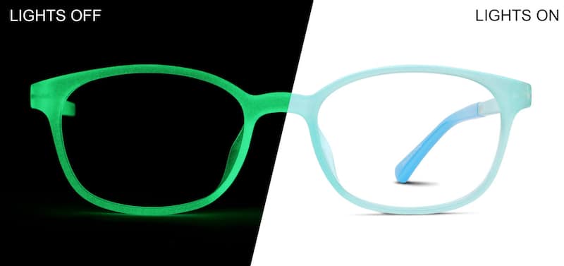 Blue/ Green Glow Glow-in-the-Dark Rectangle Glasses