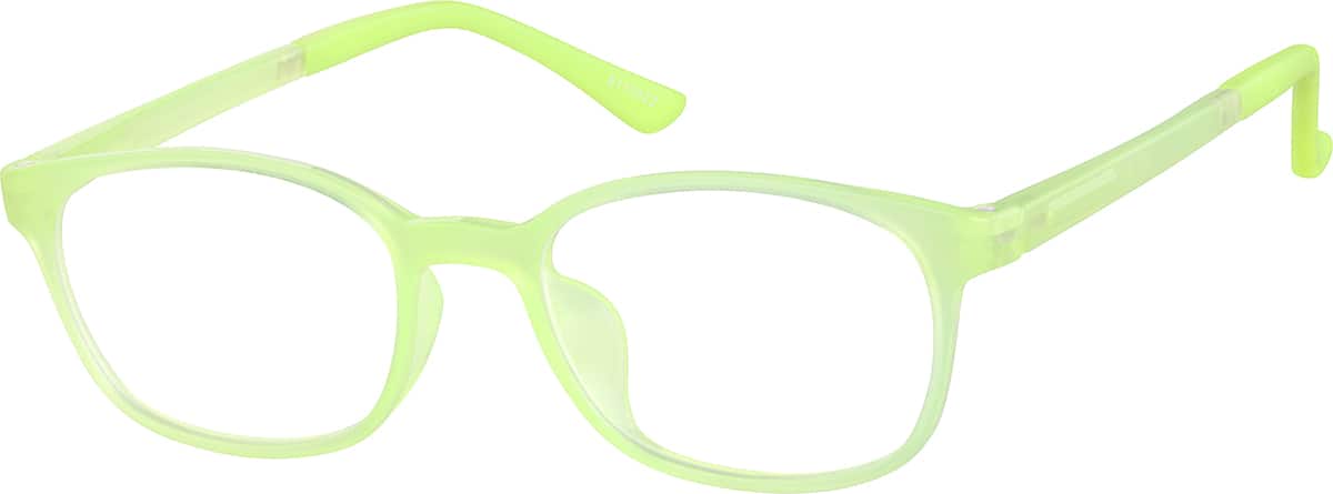 Angle view of Kids' Glow-in-the-Dark Rectangle Glasses 8110922 in Green/ Green Glow