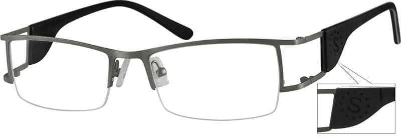 Angle view of Rectangle Glasses 913712 in Gray