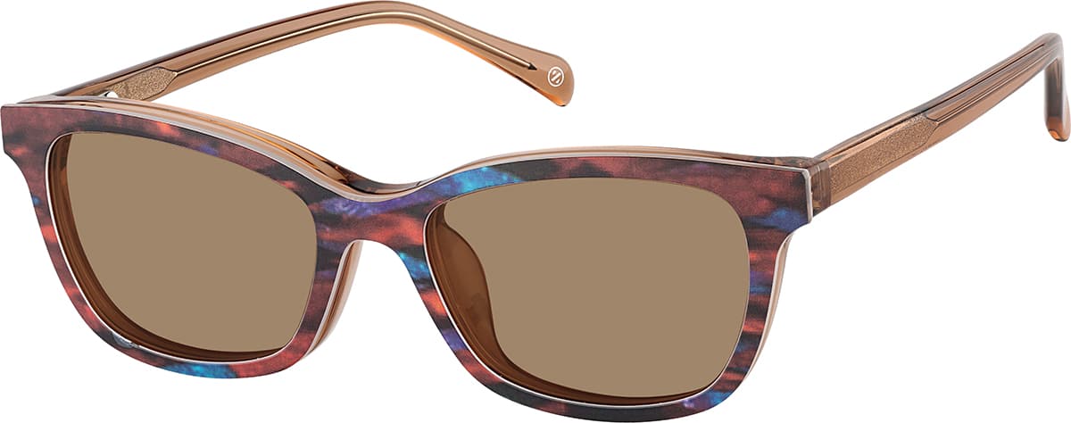 Angle view of Polarized Rectangle Magnetic Clip-on Glasses 99114015 in Brown