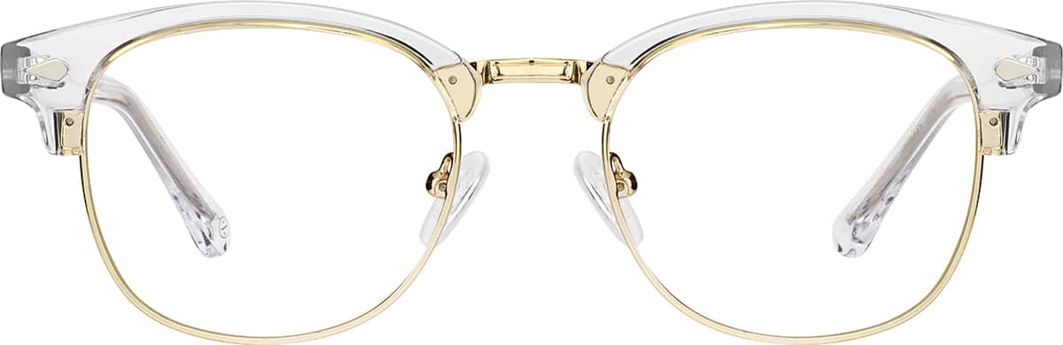 Front view without clip-on of Clip-On Sunglasses 99118423 in Transparent Sage Green and Clear