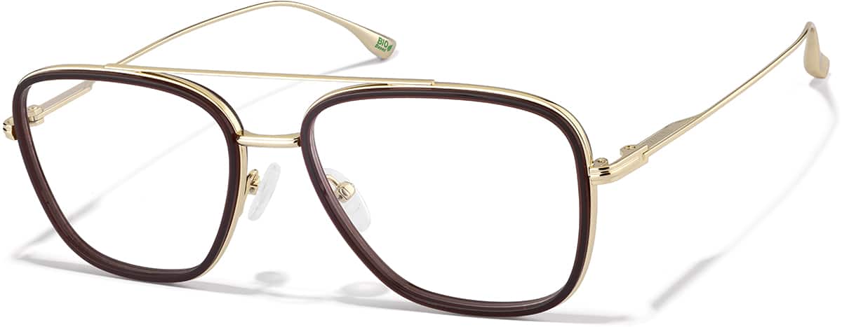 Angle view of Aviator Glasses 99119115 in Brown and Gold