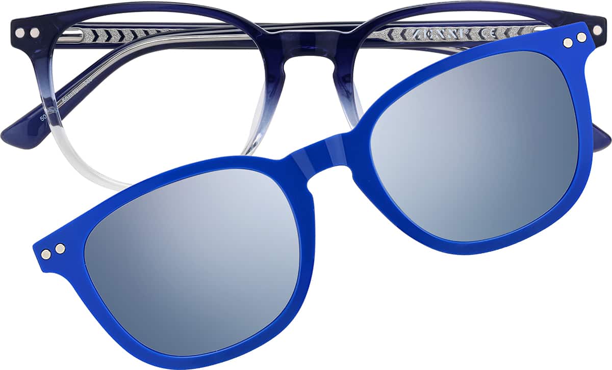 Front view of Polarized Magnetic Clip On Glasses 99121516 in Blue
