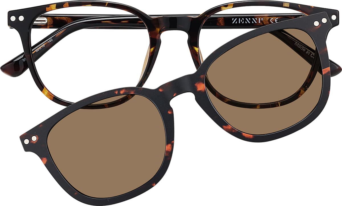 Front view of Polarized Magnetic Clip On Glasses 99121825 in Tortoiseshell