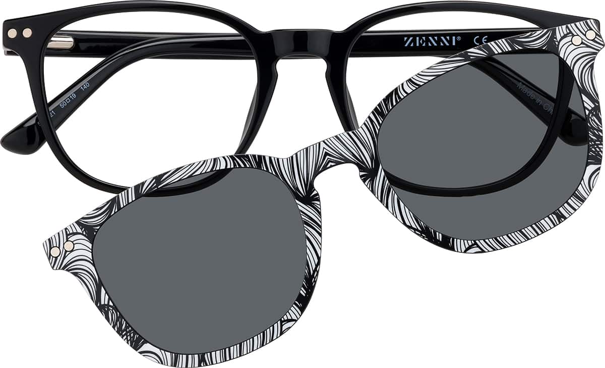 Front view of Polarized Magnetic Clip On Glasses 99121921 in Black