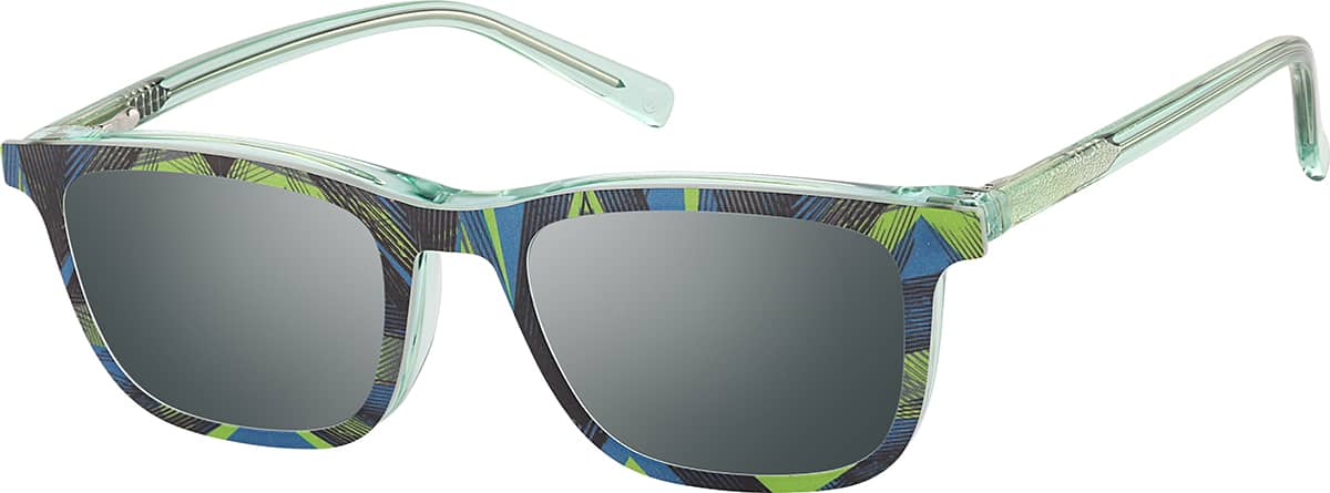 Angle view of Kids Clip On Eyeglasses 99122224 in Green