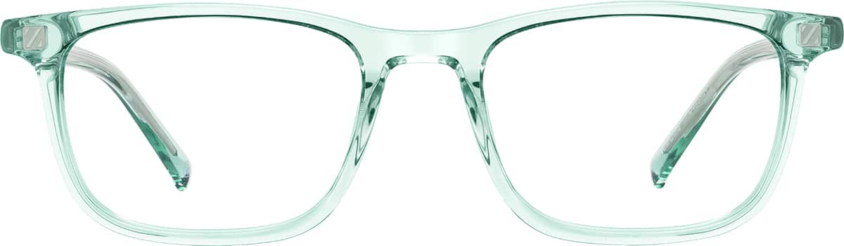 Front view without clip-on of Kids Clip On Eyeglasses 99122224 in Green