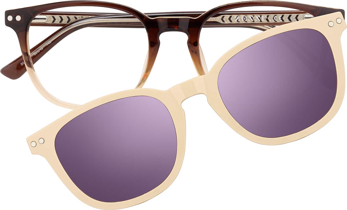Front view of Polarized Magnetic Clip On Eyeglasses 99122615 in Brown