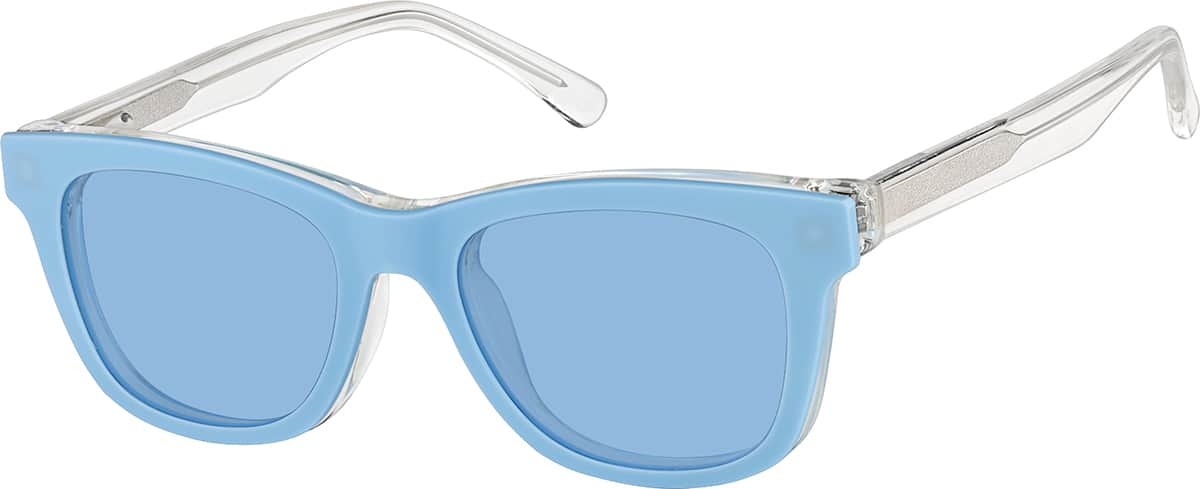 Angle view of Acetate Square Magnetic Clip On Sunglasses 99123123 in Clear